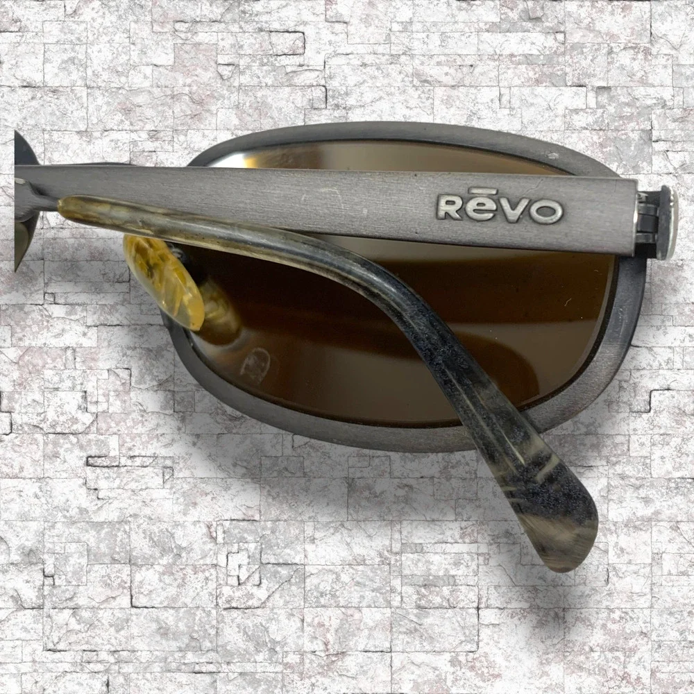 Vtg 90s Revo 1416/044 “City” Sunglasses Italy Gunmetal Brown Light Mirror Lenses
